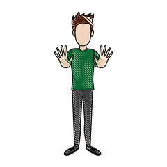 young man standing cartoon person image vector illustration