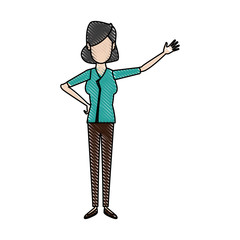 young woman standing character person casual clothes vector illustration