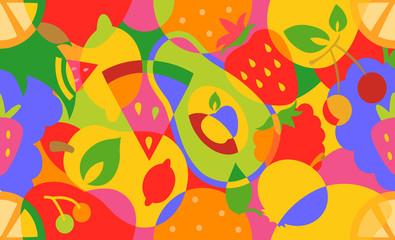 Colorful Fruits Seamless Background Illustration