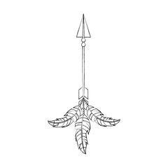 Decorative arrows with feathers boho style vector illustration design