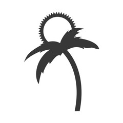 tree palm beach with sun vector illustration design
