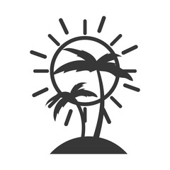 tree palm beach with sun vector illustration design