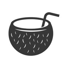coconut cocktail with straw vector illustration design