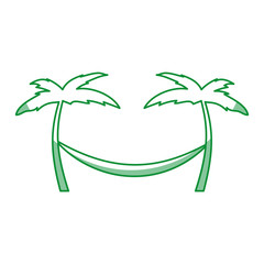 tree palm beach with hammock vector illustration design