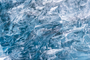 blue ice texture background in Iceland.