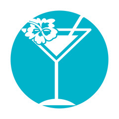 tropical cocktail cup with hibiscus flower vector illustration design
