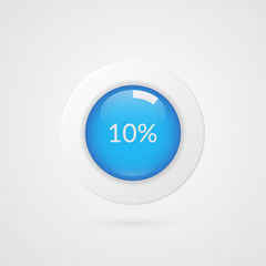 10 percent blue white pie chart. Percentage vector infographics. Ten Circle diagram isolated symbol. Business illustration icon for marketing presentation, project, data report, plan, web design