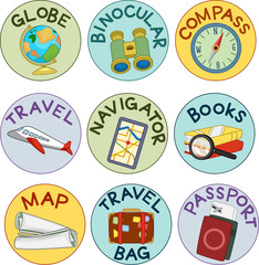 Geography Travel Sticker Labels Illustration