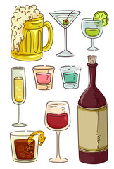 Alcoholic Beverages Illustration