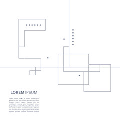 Wireframe element with abstract figure. Connected lines and dots. Vector Illustration