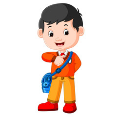 Cute boy go to school