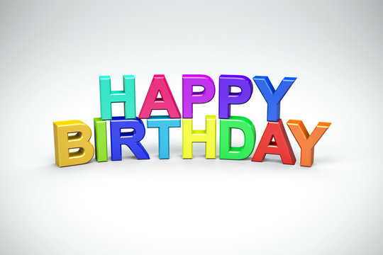 3D Illustration - colorful happy birthday letters 2