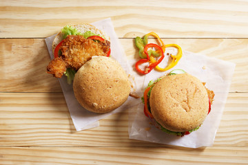 burger with fresh vegetable.