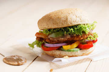 burger with fresh vegetable.