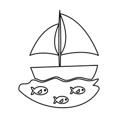 sailboat sea isolated icon vector illustration design