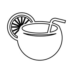 coconut cocktail with citrus fruit vector illustration design