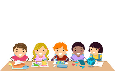 Stickman Kids Geography Activity Border