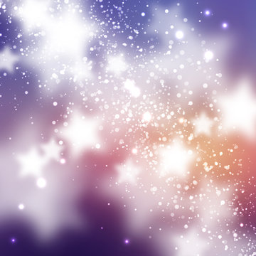 Starry background. Smooth and blured stars on blue and magenta background