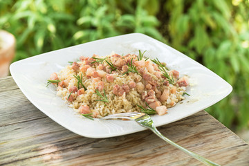 Risotto con pancetta e spezie