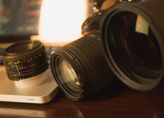 Photo gear on working place