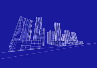 Fototapeta premium city view, architecture abstract, 3d illustration