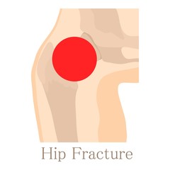 Hip fracture icon, cartoon style