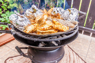 Assorted delicious grilled meat with vegetable
