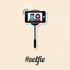 Selfie stick vector illustration