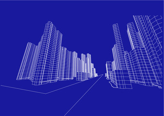 Fototapeta premium city view, architecture abstract, 3d illustration