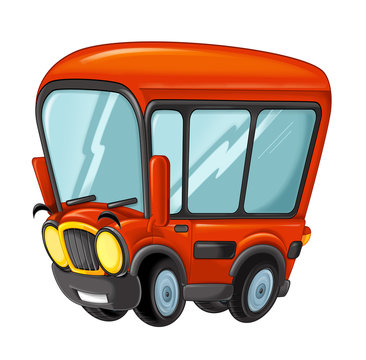 Cartoon funny looking cartoon bus - illustration for children