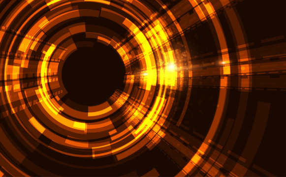 Futuristic abstract background; circular dynamic modern engineering science and technology concept.
