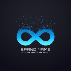 digital infinity logo design with florating particles - obrazy, fototapety, plakaty