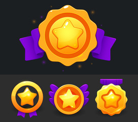 Vector star icons set. Collection icon design for game, ui, banner, design for app, interface, game development. Star icon bonus and items illustration.