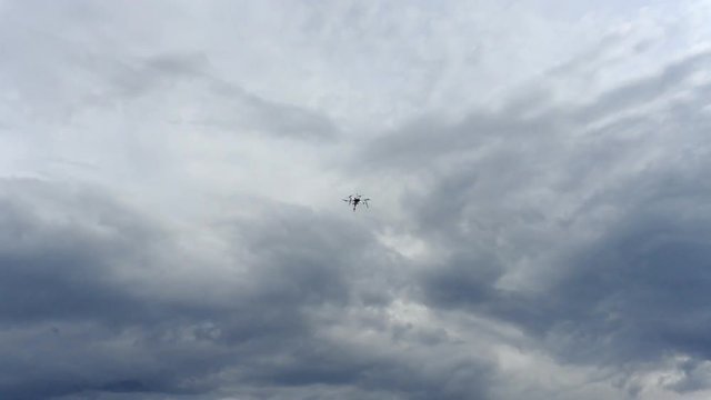 Modern drone is flying. FHD stock footage.