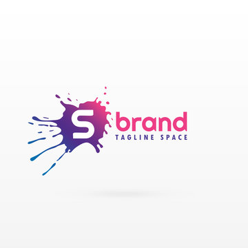 abstract ink splash logo concept template for letter S