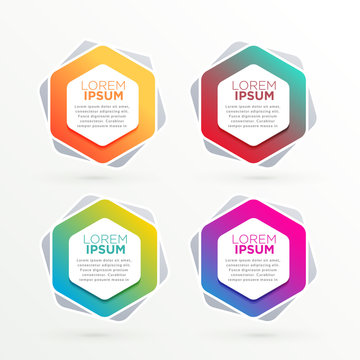 geometric hexagonal banners set with text space