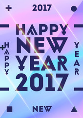 Happy New Year 2017. Happy holiday card. Vector illustration poster template. Greetings card