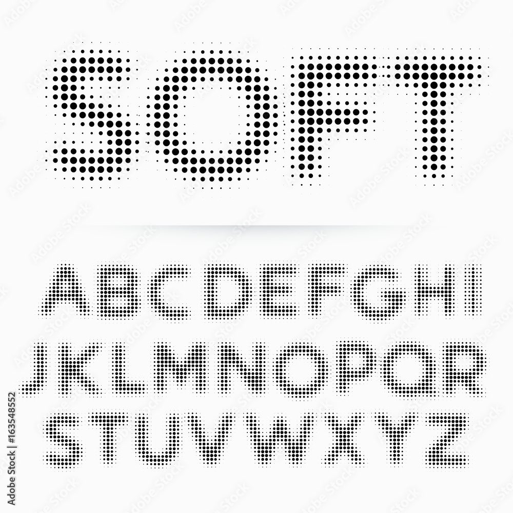 Wall mural soft alphabet font made in halftone style