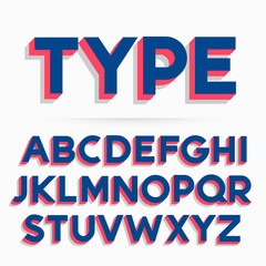 3d typeface font and alphabet vector design