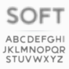 soft alphabet font made in halftone style