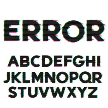 glitch and error style font and alphabet design