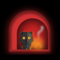 Black cat halloween illustration