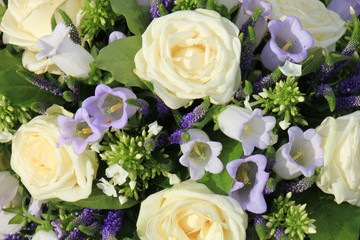 Blue and white wedding flowers