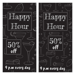 A set of brochures for a happy hour at the bar - 163551385