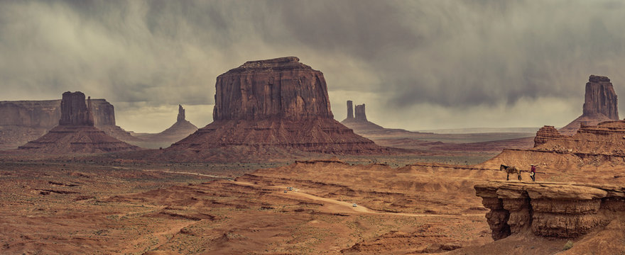 Desert Landscape With Horse In Monument Valley, USA