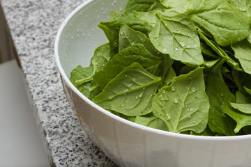 Prepared spinach for cooking
