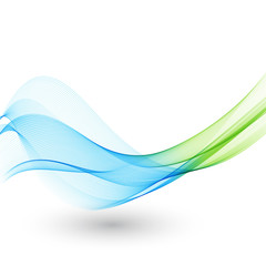Abstract vector background, blue and green waved lines
