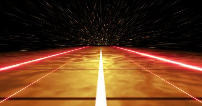 Infinite abstract space runway on the background of stars