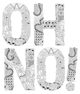Word OH NO for coloring. Vector decorative zentangle object