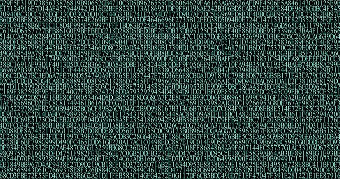 random Hexadecimal machine code glowing on a black background 